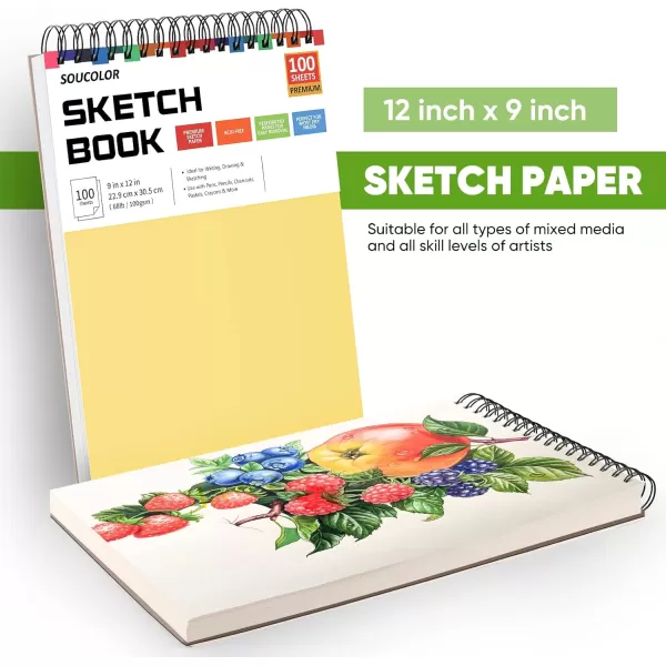 imageSoucolor 9quot x 12quot Aesthetic Sketch Book 1Pack 100 Sheets School Supplies Cute Sketchbook for Women Japanese Stationary Sketching Supplies for Kids Teen Girl Gifts Birthday Gifts Pastel PurpleYellow