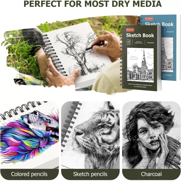 imageSoucolor 9quot x 12quot Aesthetic Sketch Book 1Pack 100 Sheets School Supplies Cute Sketchbook for Women Japanese Stationary Sketching Supplies for Kids Teen Girl Gifts Birthday Gifts Pastel PurpleChristmas Blue  Christmas Green