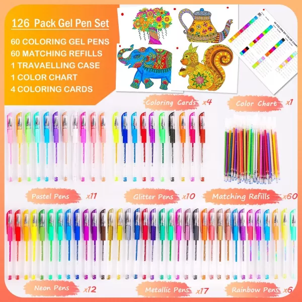 imageSoucolor Art Supplies for Adults Teen Girls Boys Kids Deluxe 120 Pack Colored Gel Pens for Adult Coloring Books 60 Gel Pens 60 Refills and Travel Case with 40 More Ink Markers SetPurple