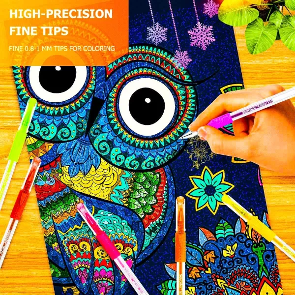 imageSoucolor Glitter Gel Pens for Adult Coloring Books 120 Pack60 Glitter Pens 60 Refills and Travel Case 40 More Ink Markers Set for Drawing Doodling Journaling Craft Art Supplies BlueBlack