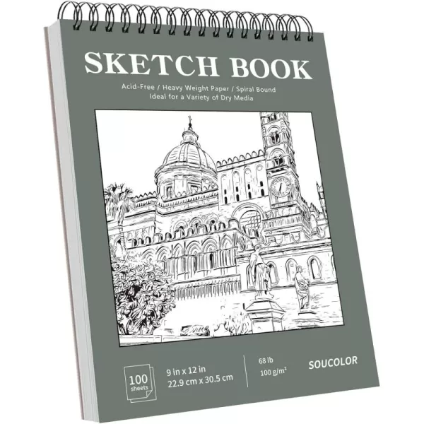 imageSoucolor 9quot x 12quot Aesthetic Sketch Book 1Pack 100 Sheets School Supplies Cute Sketchbook for Women Japanese Stationary Sketching Supplies for Kids Teen Girl Gifts Birthday Gifts Pastel PurpleGreen