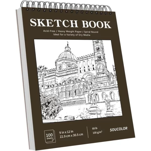 imageSoucolor 9quot x 12quot Aesthetic Sketch Book 1Pack 100 Sheets School Supplies Cute Sketchbook for Women Japanese Stationary Sketching Supplies for Kids Teen Girl Gifts Birthday Gifts Pastel PurpleBrown