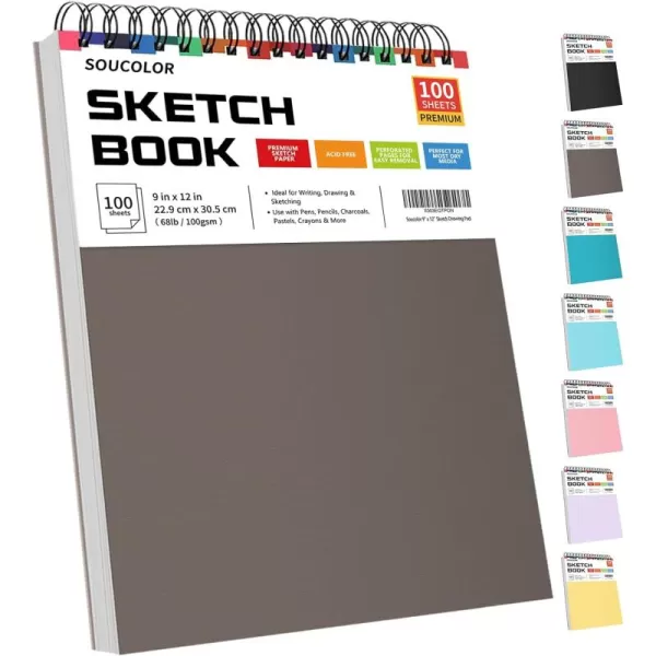 imageSoucolor 9quot x 12quot Aesthetic Sketch Book 1Pack 100 Sheets School Supplies Cute Sketchbook for Women Japanese Stationary Sketching Supplies for Kids Teen Girl Gifts Birthday Gifts Pastel PurpleGrey