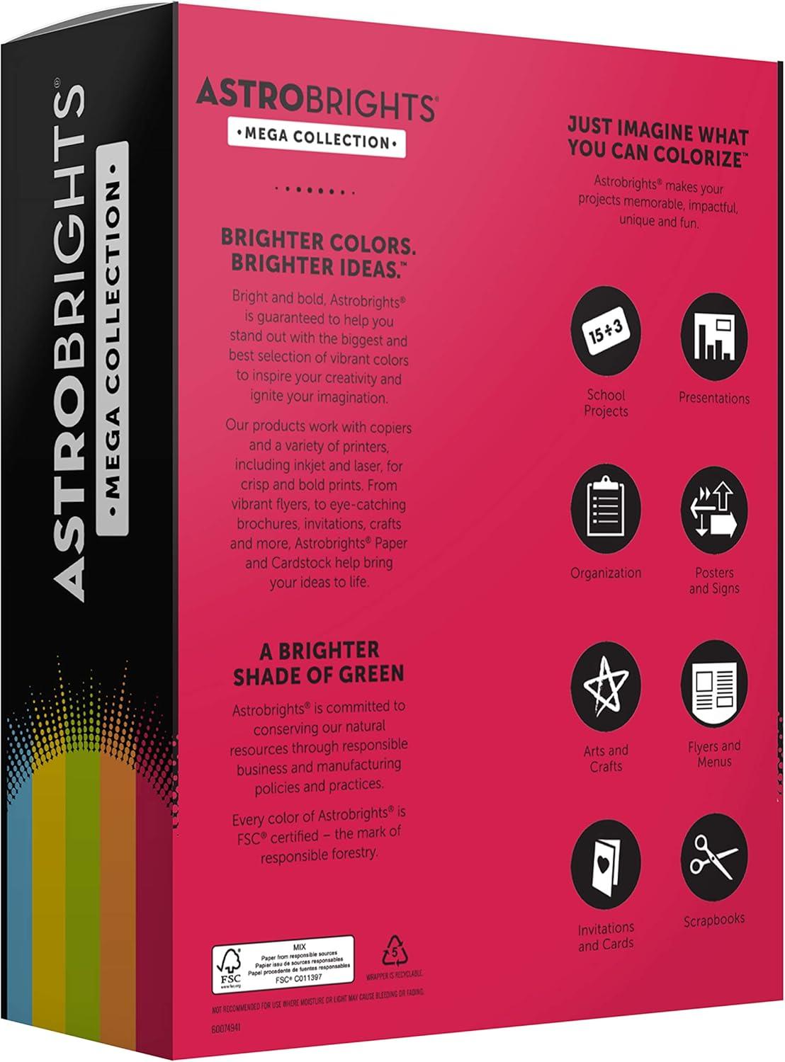 imageAstrobrights Mega Collection Colored PaperquotClassicquot 5Color Assortment 625 Sheets 24 lb89 gsm 85quot x 11quot  MORE SHEETS 916231 Ream