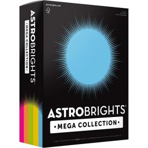 imageAstrobrights Mega Collection Colored CardstockquotBrilliantquot 5Color Assortment 320 Sheets 65 lb176 gsm 85quot x 11quot  MORE SHEETS 91687 Assorted1 ream