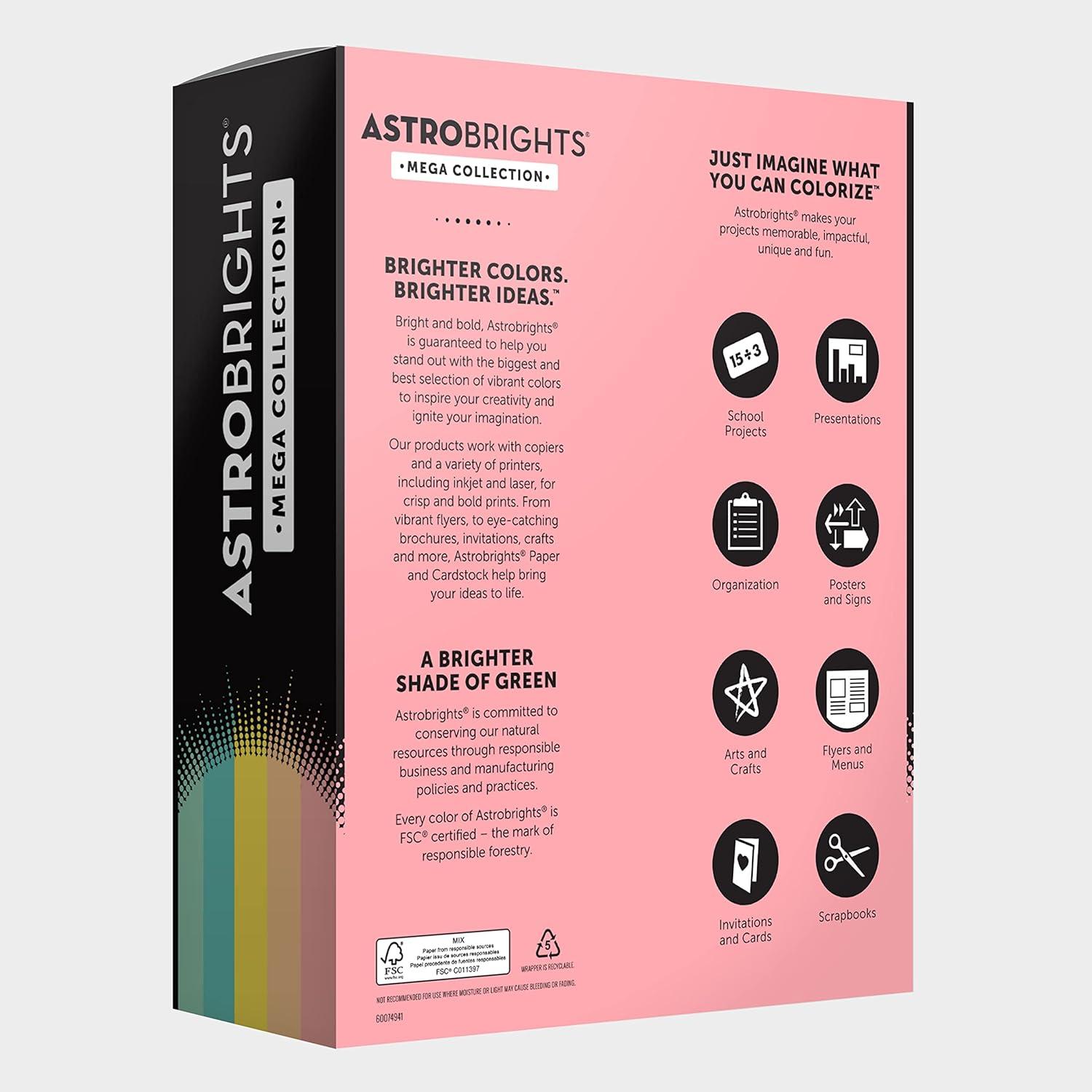 imageAstrobrights Mega Collection Colored Cardstock Punchy Pastel 5Color Assortment 320 Sheets 65 lb176 gsm 85quot x 11quot  MORE SHEETS 91780Cardstock