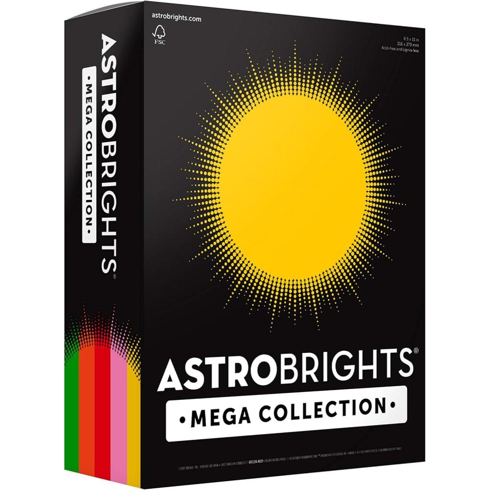 imageAstrobrights Mega Collection Colored Cardstock quotRetroquot 5Color Assortment 320 Sheets 65 lb176 gsm 85quot x 11quot 916881 Ream