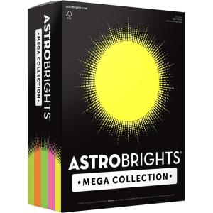 imageAstrobrights Mega Collection Colored Cardstock quotFlourescentquot 5Color Assortment 320 Sheets 65 lb176 gsm 85quot x 11quot  MORE SHEETS 917031 Ream