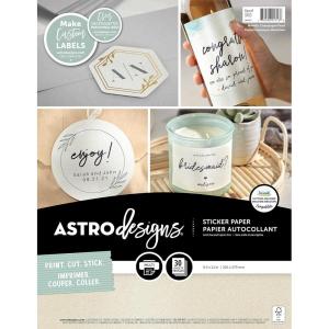 imageAstrodesigns Sticker Paper 12quot x 12quot Fully Adhesive Back White 30 Sheets 91709Metallic Champagne Pearl