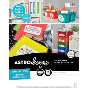 imageAstrodesigns Sticker Paper 12quot x 12quot Fully Adhesive Back White 30 Sheets 91709White