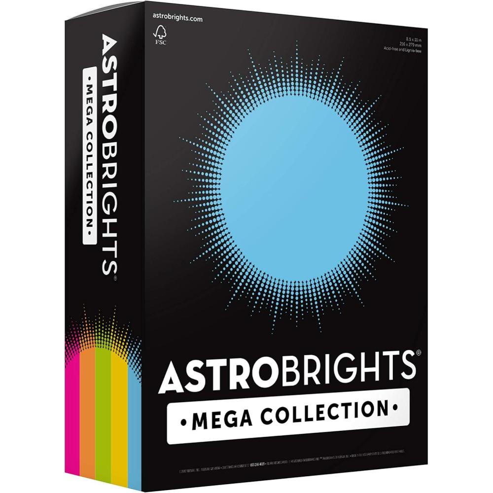 imageAstrobrights Mega Collection Colored Paper quotBrilliantquot 5Color Assortment 625 Sheets 24 lb89 gsm 85quot x 11  MORE SHEETS 91684Paper