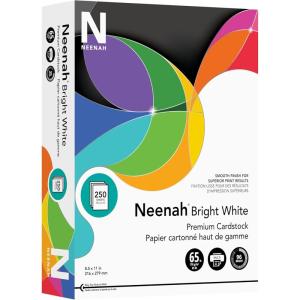 imageNeenah Bright White Bright White Card Stock 96 Bright 65 lb Cover Weight 85 x 11 250Pack
