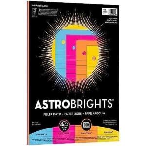 imageAstrobrights Filler Paper 8quot x 10 12quot Wide Ruled 20 Lb FSC Certified Assorted Colors Pack Of 100 Sheetspack of 600 sheets
