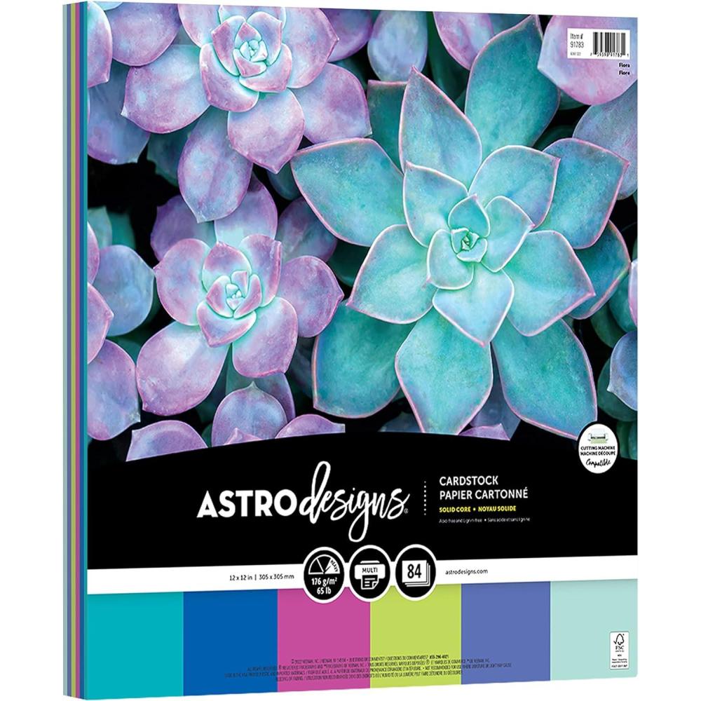imageAstrodesigns Crafting Cardstock 12quot x 12quot 65 lb176 gsm Flora 6Color Assortment 84 Sheets 9178312 x 12