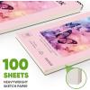 imageSoucolor 9quot x 12quot Cute Sketch Book Aesthetic Cute Preppy Stuff School Supplies 1Pack 100 Sheets Spiral Bound Girls Sketchbook 68lb100gsm Acid Free Drawing Book Paper Sketching Pad Cute Pink