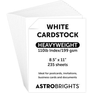 imagePremium Astrobrights White Cardstock 85quot x 11quot 110 lb Index 94 Brightness 235 Sheets  Heavyweight Astro White Card Stock for Invitations Business Cards Crafts and Printing