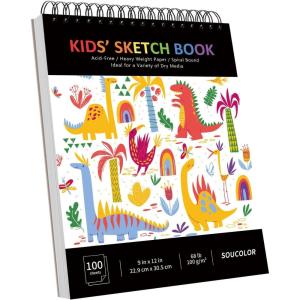 imageSoucolor 9quot x 12quot Sketch Book 100 Sheets Spiral Bound Art Sketchbook Acid Free Artist Drawing Book Paper Art Supplies for Adults Craft Activities Sketch Paper for Drawing Coloring SketchingCute Black