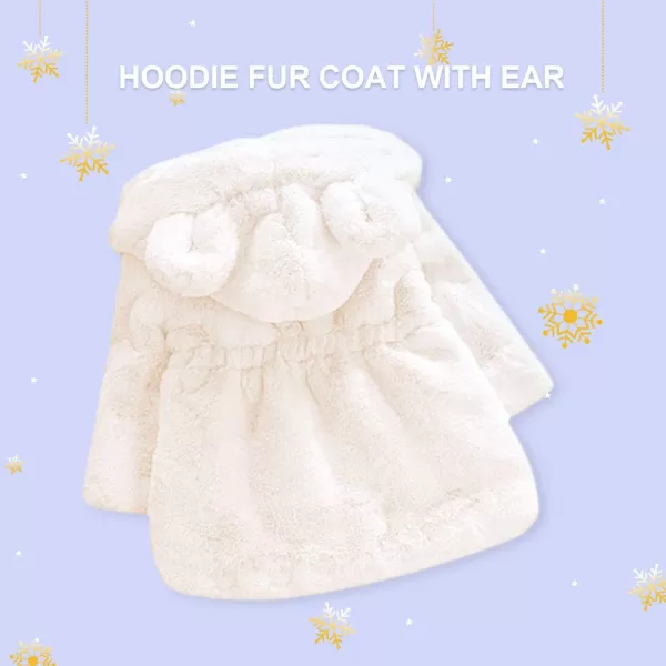 imageFARVALUE Baby Girls Winter Coats Toddler Faux Fur Hooded Warm Cozy ZipUp Jacket for Little GirlsBeige