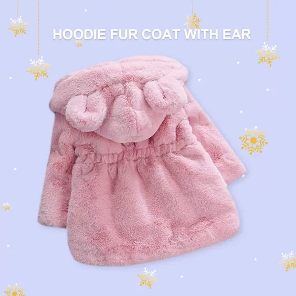 imageFARVALUE Baby Girls Winter Coats Toddler Faux Fur Hooded Warm Cozy ZipUp Jacket for Little GirlsPink