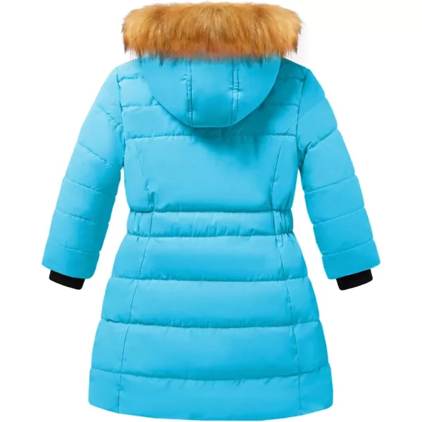 imageFARVALUE Girls Warm Winter Coats Water Resistant Thicken Long Parka Fleece Puffer Jacket Hooded Quilted WindbreakerBlue