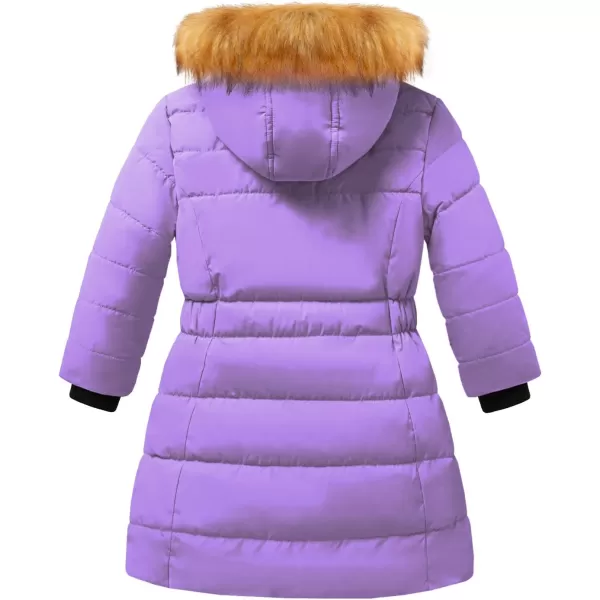 imageFARVALUE Girls Warm Winter Coats Water Resistant Thicken Long Parka Fleece Puffer Jacket Hooded Quilted WindbreakerPurple