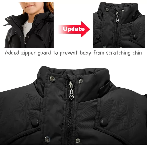 imageFARVALUE Girls Winter Coats Fur Hooded Warm Puffer Jacket Coat for GirlsBlack