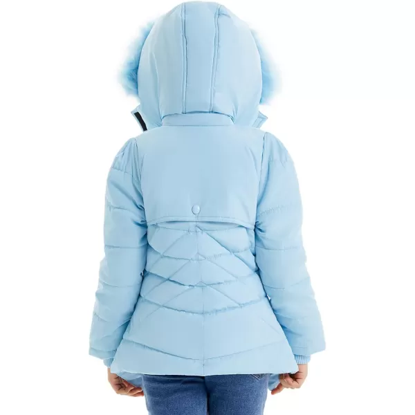 imageFARVALUE Girls Winter Coats Fur Hooded Warm Puffer Jacket Coat for GirlsBlue