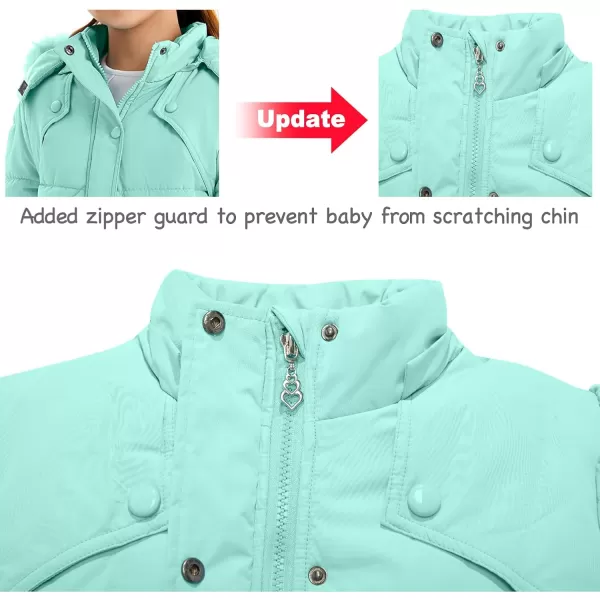 imageFARVALUE Girls Winter Coats Fur Hooded Warm Puffer Jacket Coat for GirlsGreen