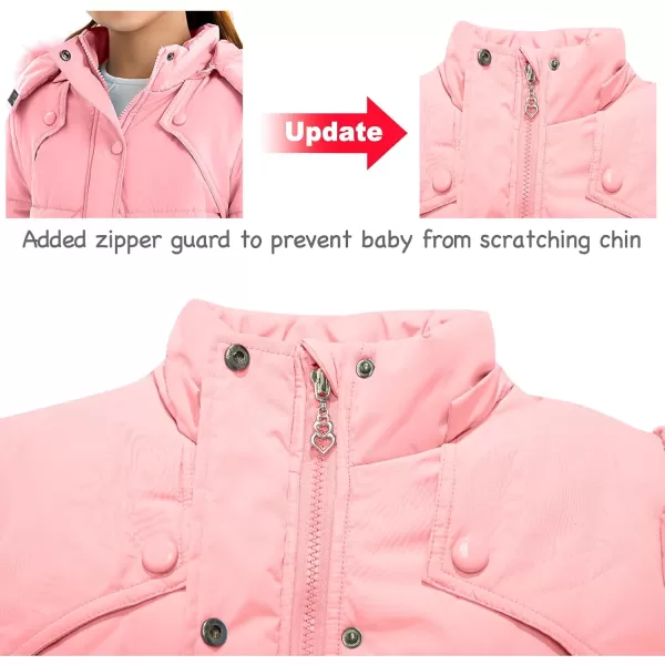 imageFARVALUE Girls Winter Coats Fur Hooded Warm Puffer Jacket Coat for GirlsPink