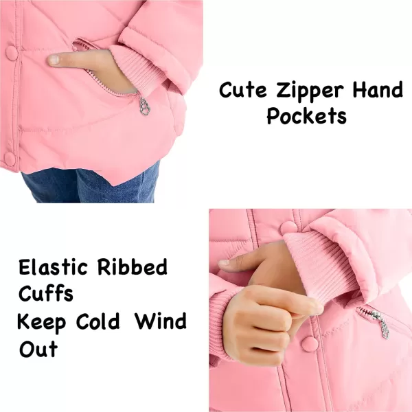 imageFARVALUE Girls Winter Coats Fur Hooded Warm Puffer Jacket Coat for GirlsPink