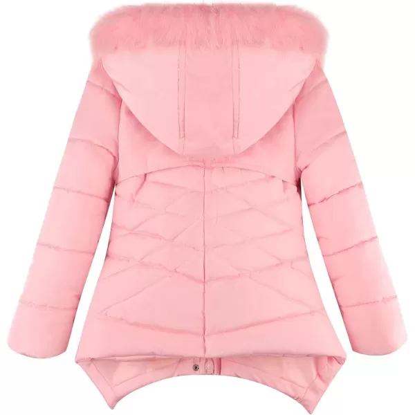 imageFARVALUE Girls Winter Coats Fur Hooded Warm Puffer Jacket Coat for GirlsPink