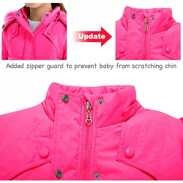 imageFARVALUE Girls Winter Coats Fur Hooded Warm Puffer Jacket Coat for GirlsRose