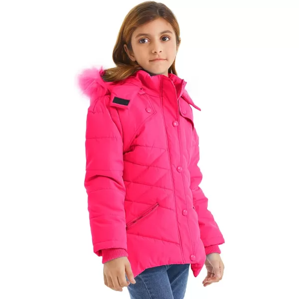 imageFARVALUE Girls Winter Coats Fur Hooded Warm Puffer Jacket Coat for GirlsRose