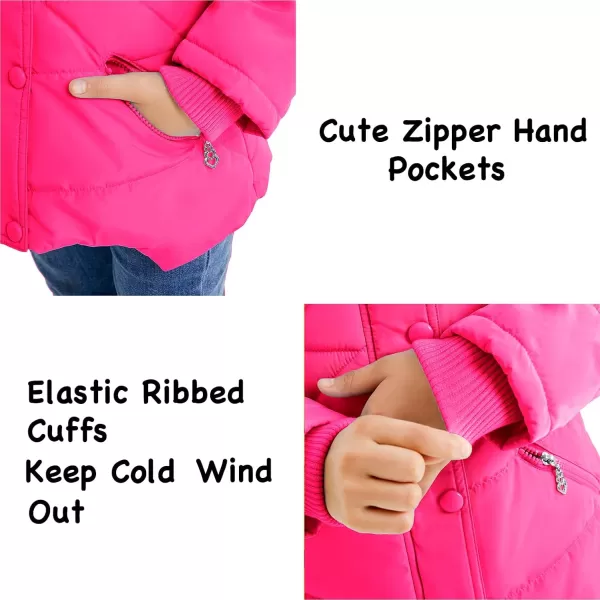 imageFARVALUE Girls Winter Coats Fur Hooded Warm Puffer Jacket Coat for GirlsRose