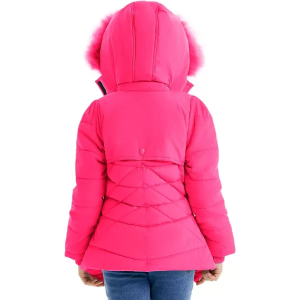 imageFARVALUE Girls Winter Coats Fur Hooded Warm Puffer Jacket Coat for GirlsRose