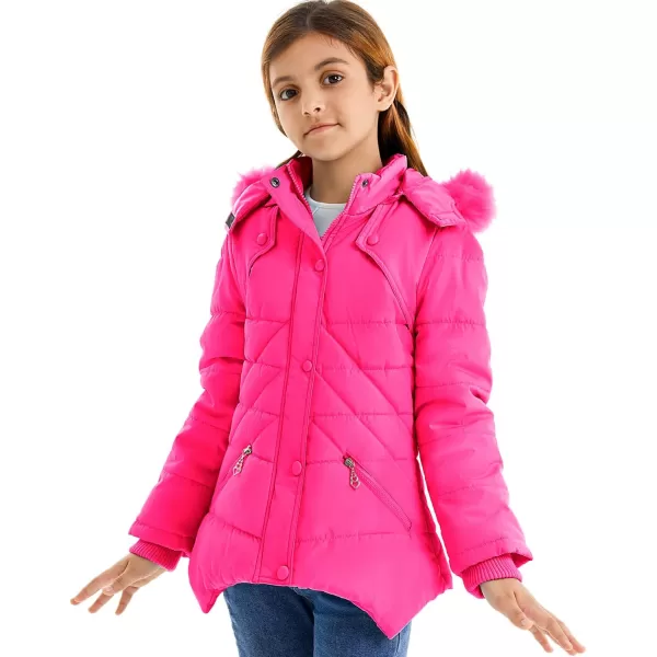 imageFARVALUE Girls Winter Coats Fur Hooded Warm Puffer Jacket Coat for GirlsRose