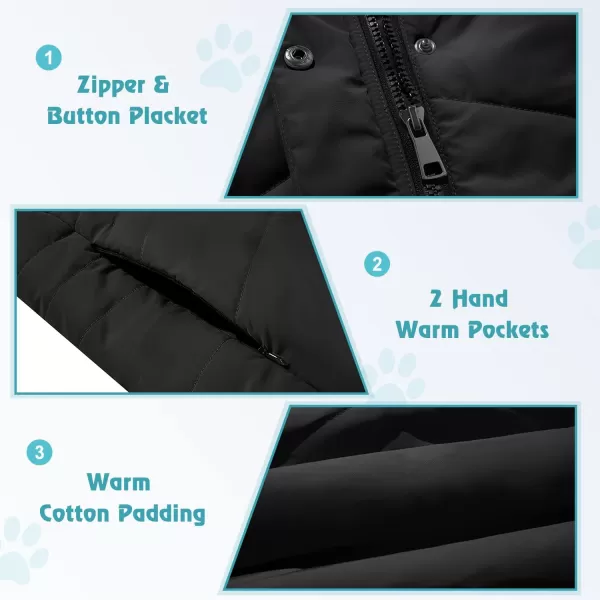imageFARVALUE Girls Winter Coats Long Parka Outerwear Lined Puffer Jacket Thicken Fleece Hooded Coat for GirlsBlack