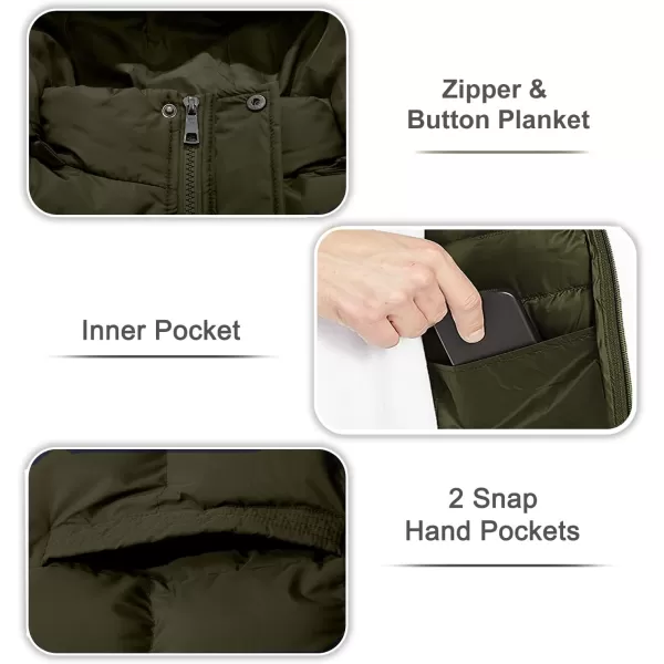 imageFARVALUE Mens Winter Coats Thicken Puffer Jacket Warm Winter Parka Padded Outwear with HoodArmy Green