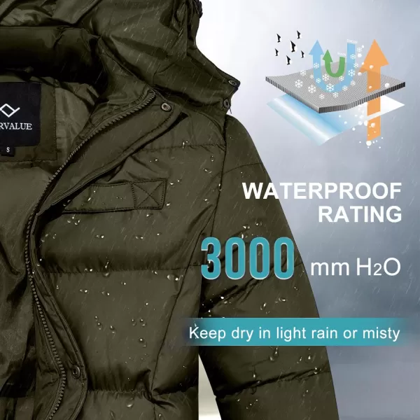 imageFARVALUE Mens Winter Coats Thicken Puffer Jacket Warm Winter Parka Padded Outwear with HoodArmy Green