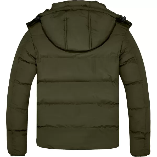 imageFARVALUE Mens Winter Coats Thicken Puffer Jacket Warm Winter Parka Padded Outwear with HoodArmy Green