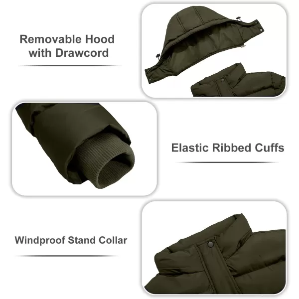 imageFARVALUE Mens Winter Coats Thicken Puffer Jacket Warm Winter Parka Padded Outwear with HoodArmy Green
