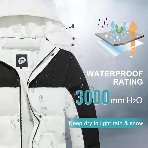 imageFARVALUE Mens Winter Coats Thicken Puffer Jacket Warm Winter Parka Padded Outwear with HoodBlack  White