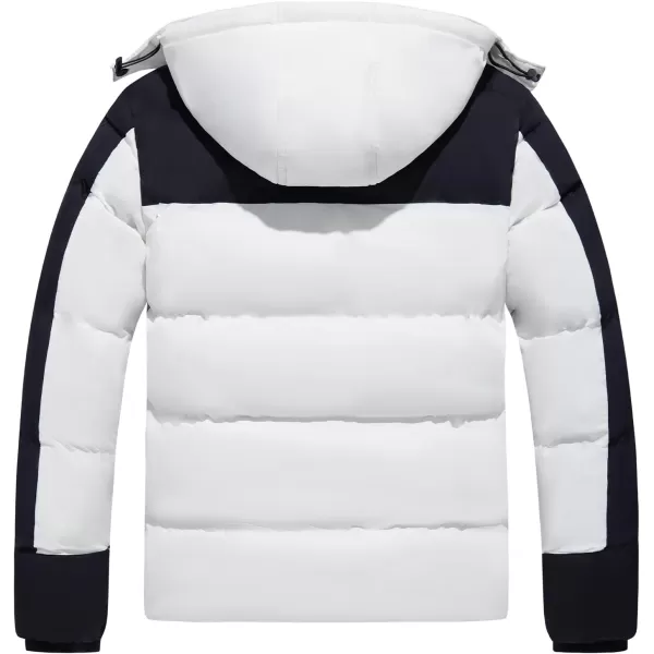 imageFARVALUE Mens Winter Coats Thicken Puffer Jacket Warm Winter Parka Padded Outwear with HoodBlack  White