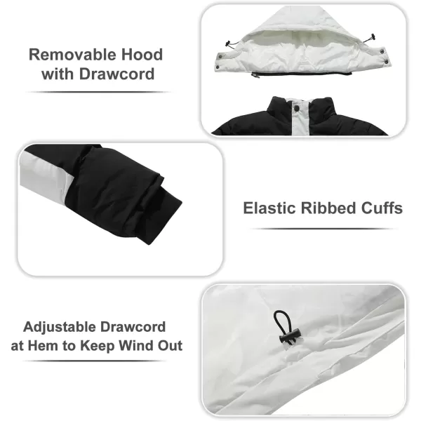 imageFARVALUE Mens Winter Coats Thicken Puffer Jacket Warm Winter Parka Padded Outwear with HoodBlack  White