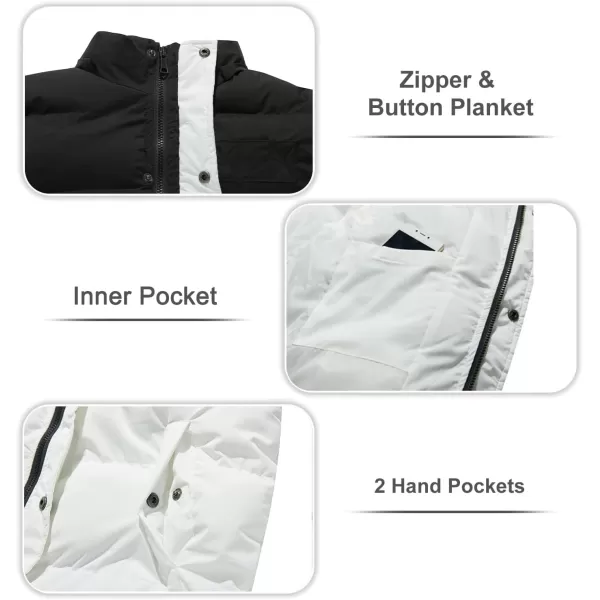 imageFARVALUE Mens Winter Coats Thicken Puffer Jacket Warm Winter Parka Padded Outwear with HoodBlack  White