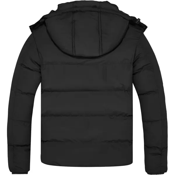 imageFARVALUE Mens Winter Coats Thicken Puffer Jacket Warm Winter Parka Padded Outwear with HoodBlack