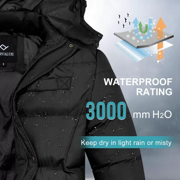 imageFARVALUE Mens Winter Coats Thicken Puffer Jacket Warm Winter Parka Padded Outwear with HoodBlack