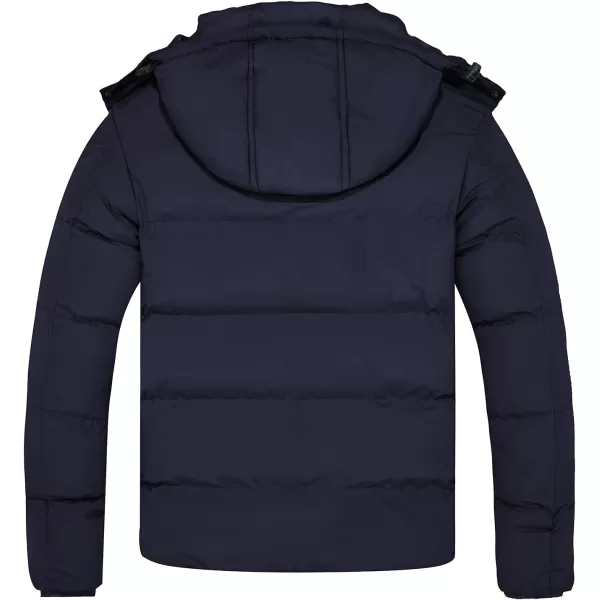 imageFARVALUE Mens Winter Coats Thicken Puffer Jacket Warm Winter Parka Padded Outwear with HoodNavy