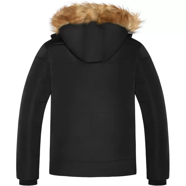 imageFARVALUE Mens Winter Warm Coats Parka Jacket Waterproof Thicken Jackets With Removable HoodBlack