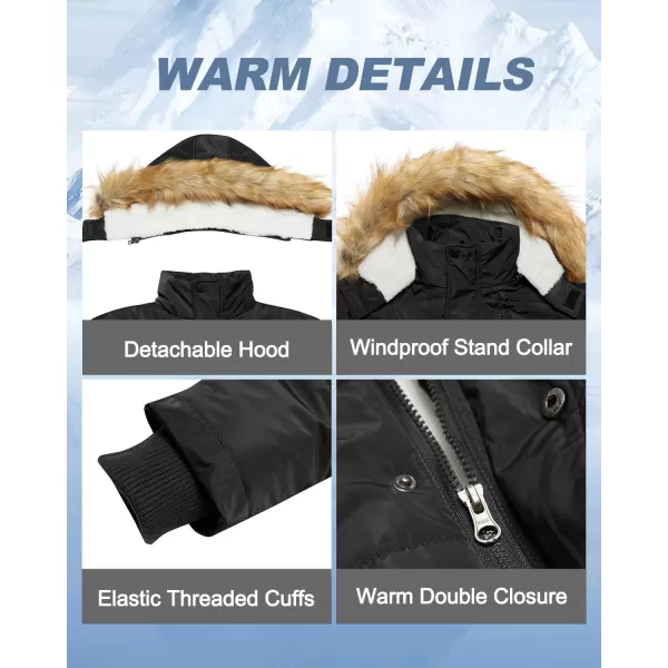 imageFARVALUE Mens Winter Warm Coats Parka Jacket Waterproof Thicken Jackets With Removable HoodBlack